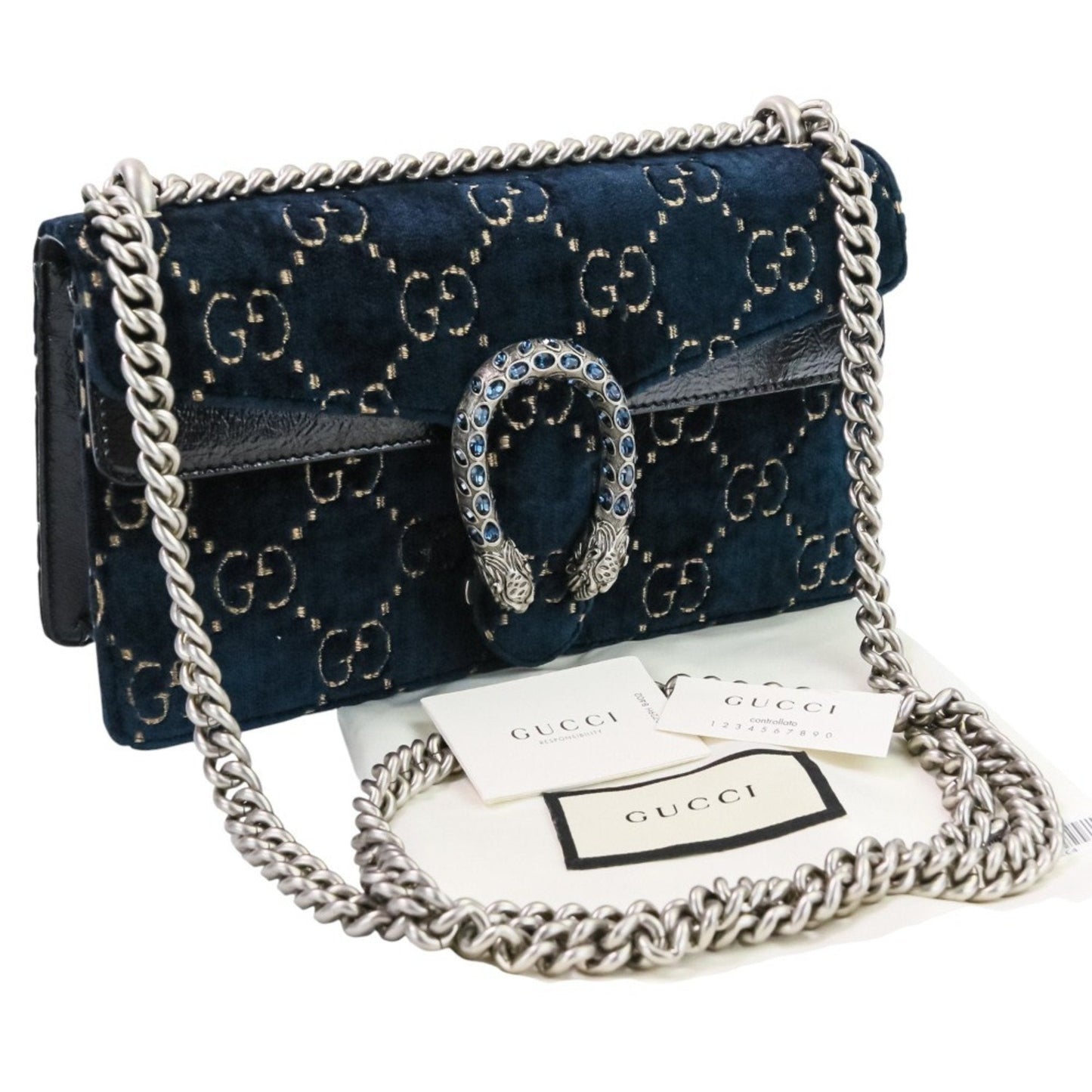 Gucci Navy Velvet Shoulder Bag ( )