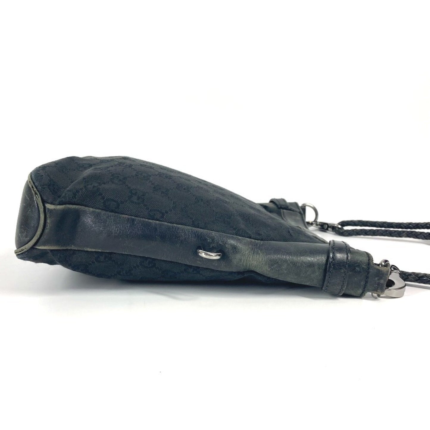 Gucci Black Gg Canvas Leather Shoulder Bag ( )