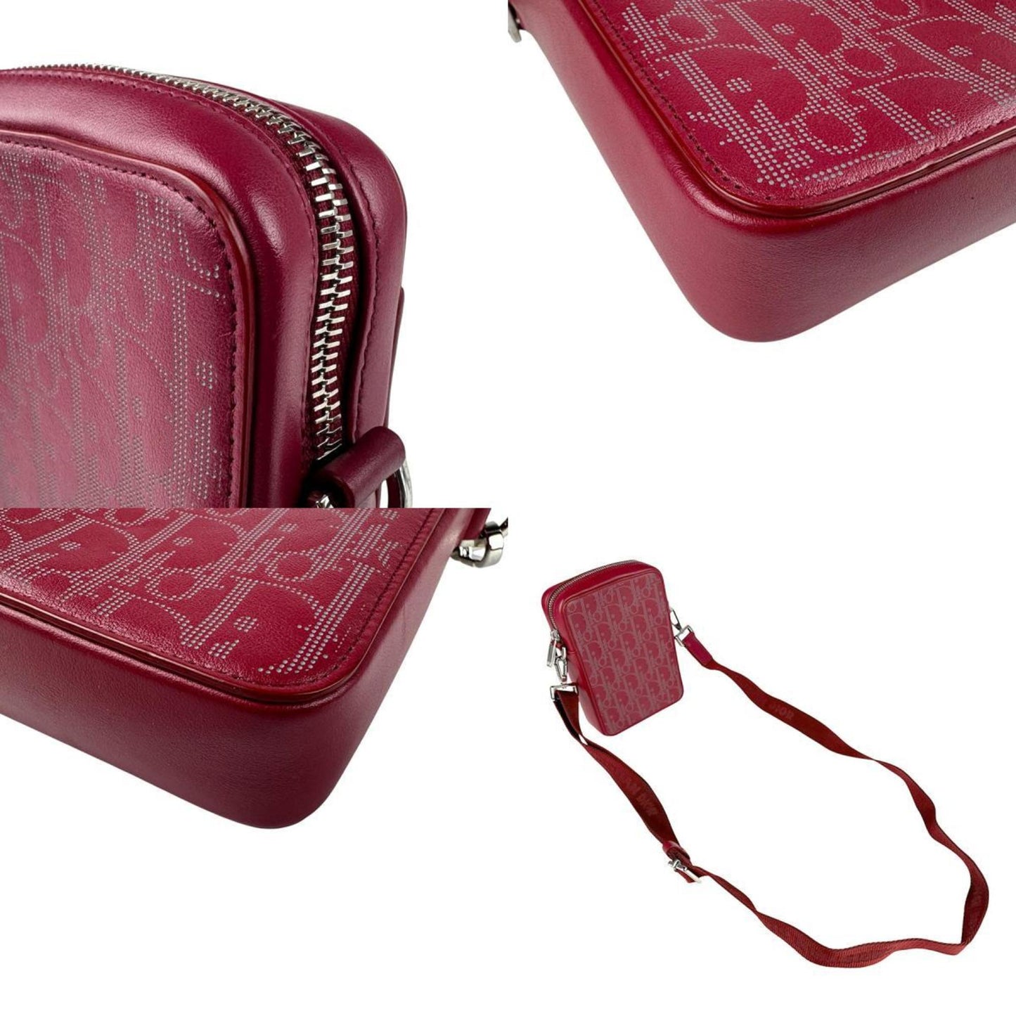 Christian Dior Red Color Leather Shoulder Bag ()