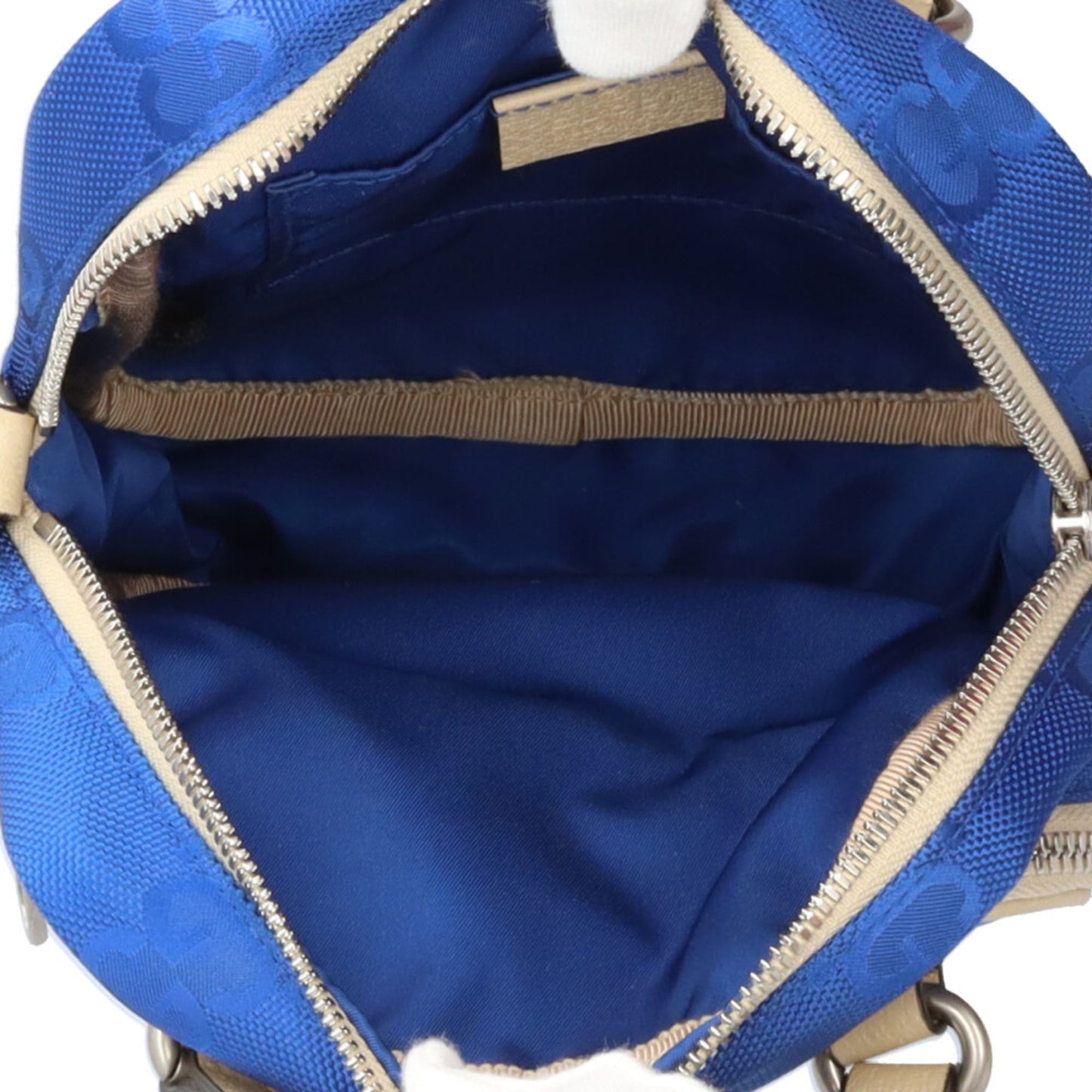 Gucci Beige Blue Nylon Leather Shoulder Bag ( )