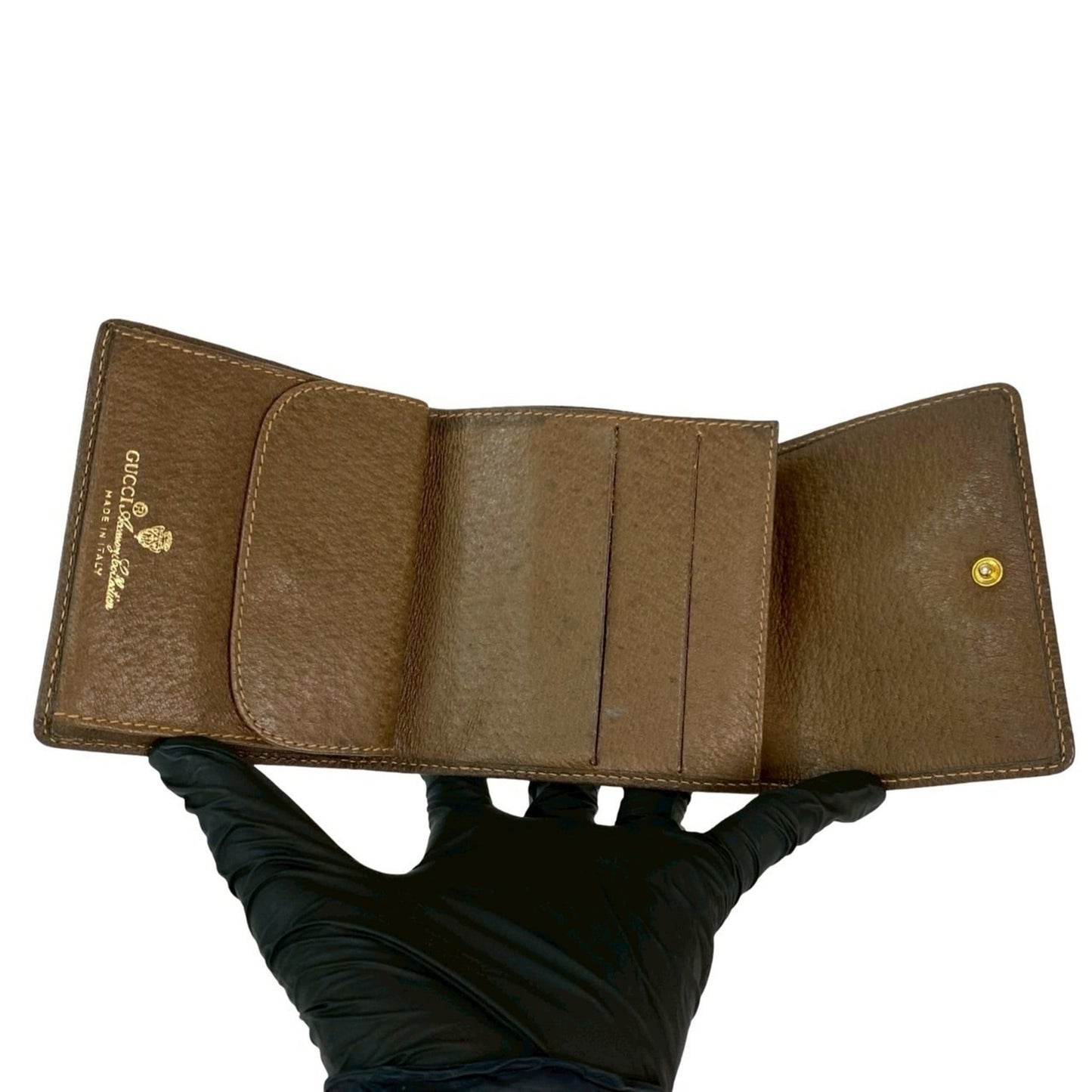 Gucci Brown Leather Pvc Wallet (Tri-Fold) ( )