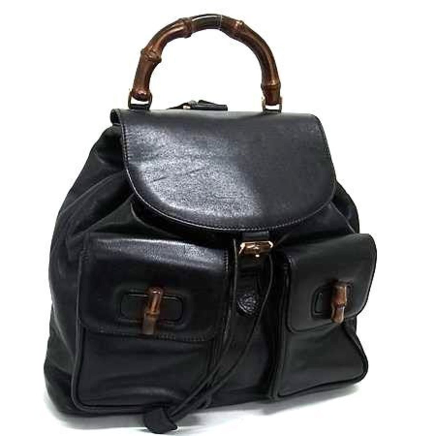 Gucci Bamboo Black Leather Backpack ( )