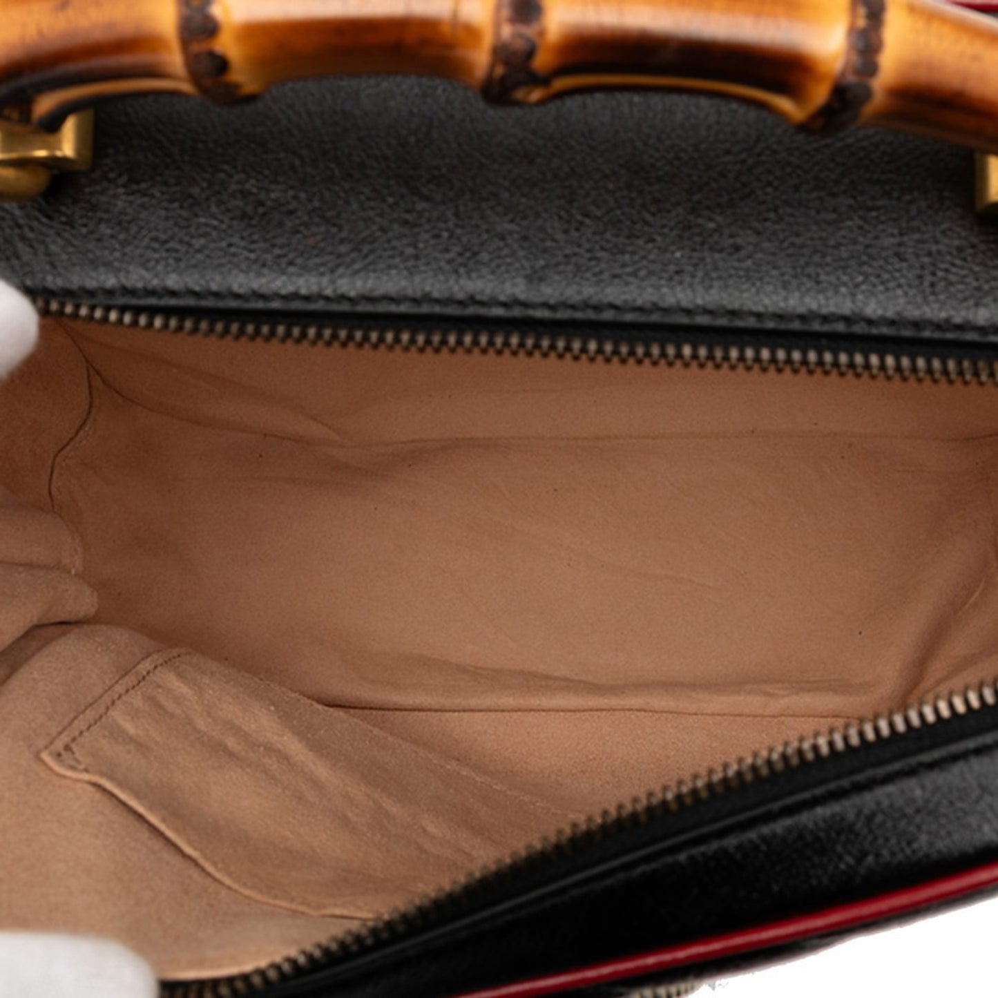Gucci Black Red Color Leather Handbag Shoulder Bag ( )