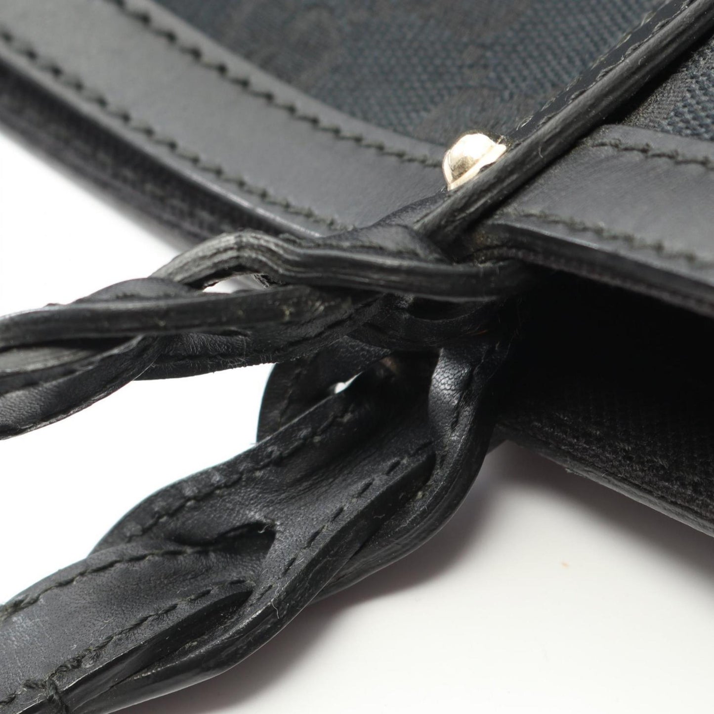 Gucci Black Canvas Leather Tote Bag ( )