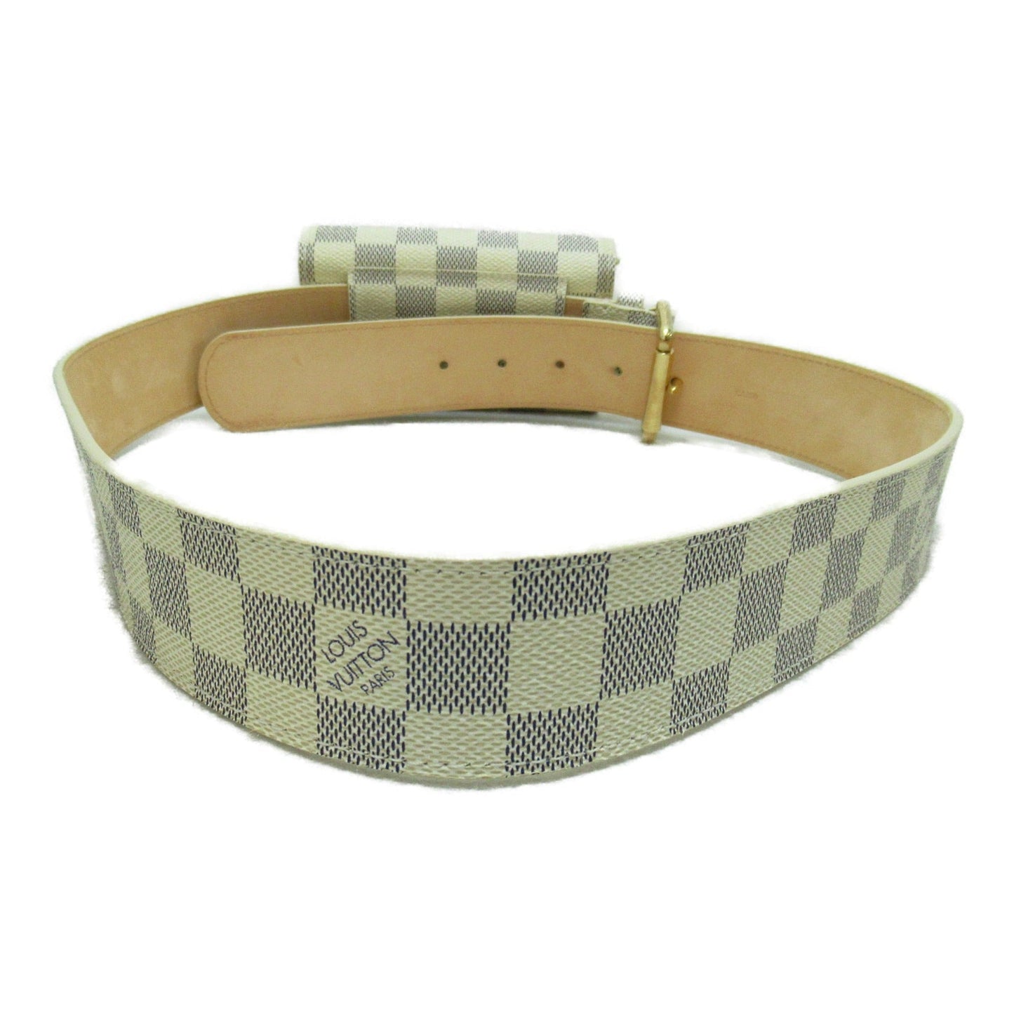 LOUIS VUITTON Sunchu Pochette Solo Belt White Damier Azur PVC coated canvas M9835S Clutch