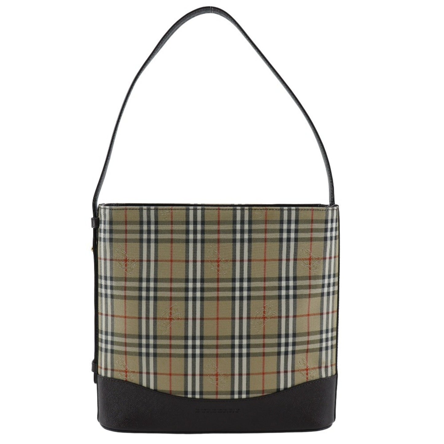 Burberry Black Brown Canvas Leather Shoulder Bag ( )