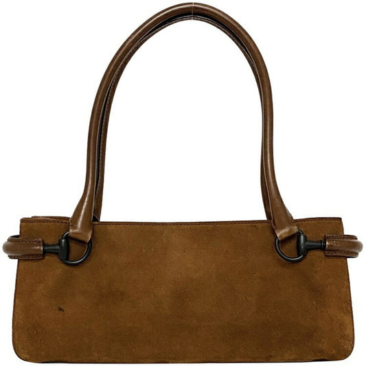 Gucci Horsebit Brown Leather Suede Handbag