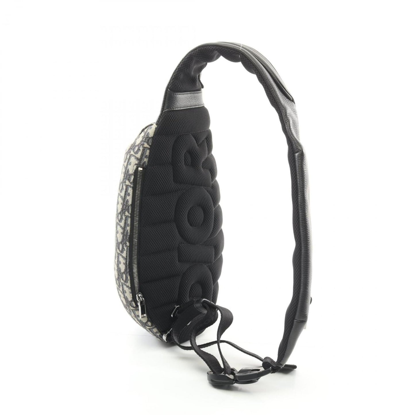 Christian Dior Beige Black Navy Canvas Leather Fanny Pack Sling Bag ()