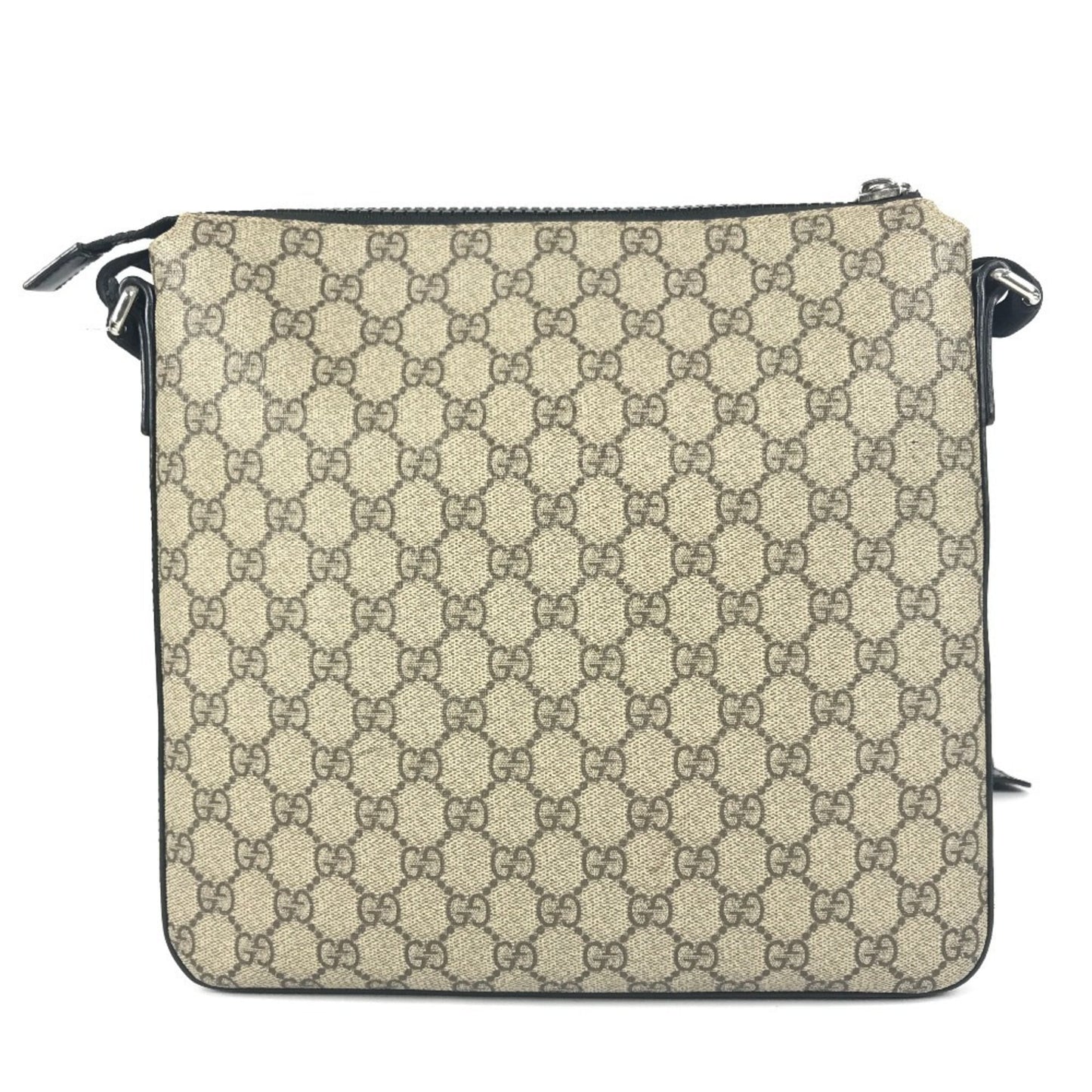 Gucci Beige Black Gg Supreme Leather Messenger Bag Shoulder Bag ( )