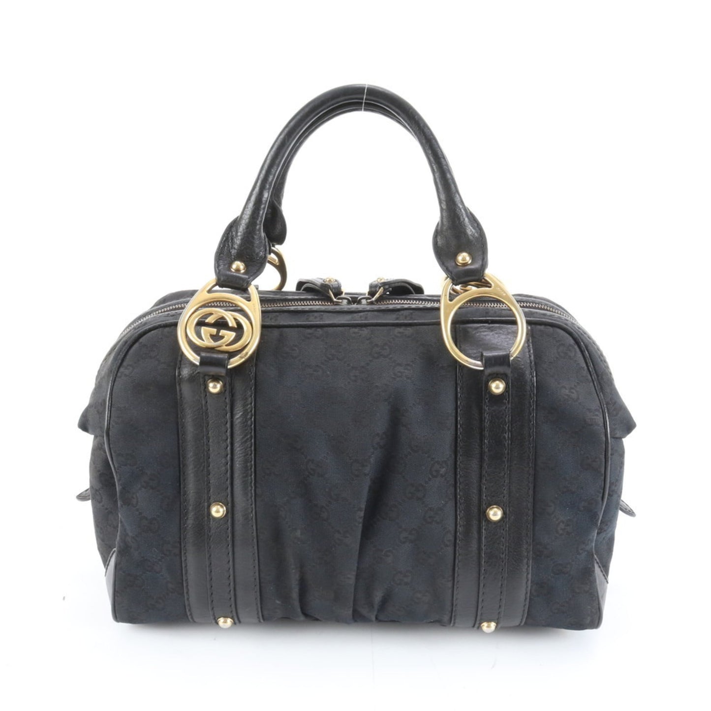 Gucci Black Leather Canvas Tote Bag ( )