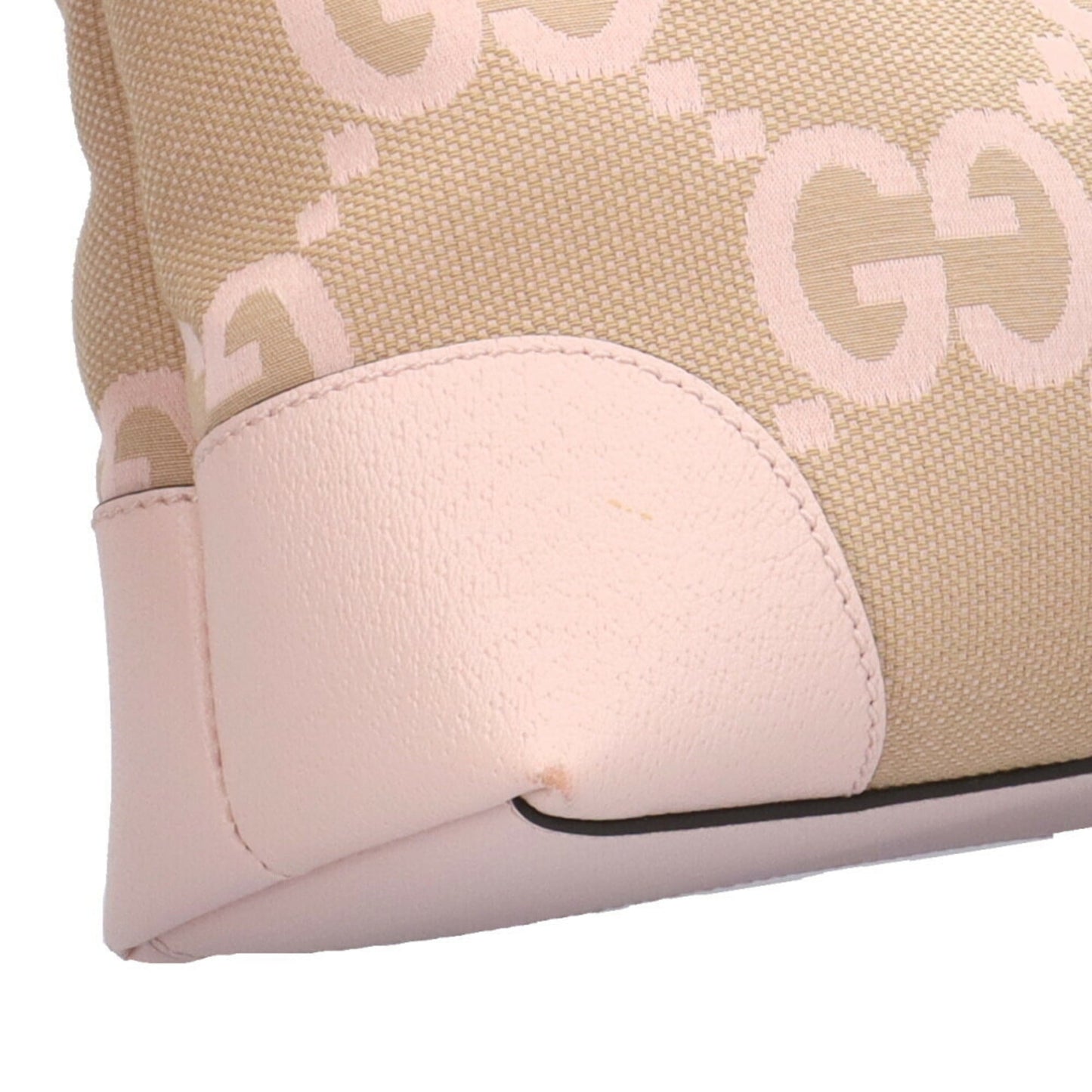 Gucci Beige Pink Canvas Leather Tote Bag ( )