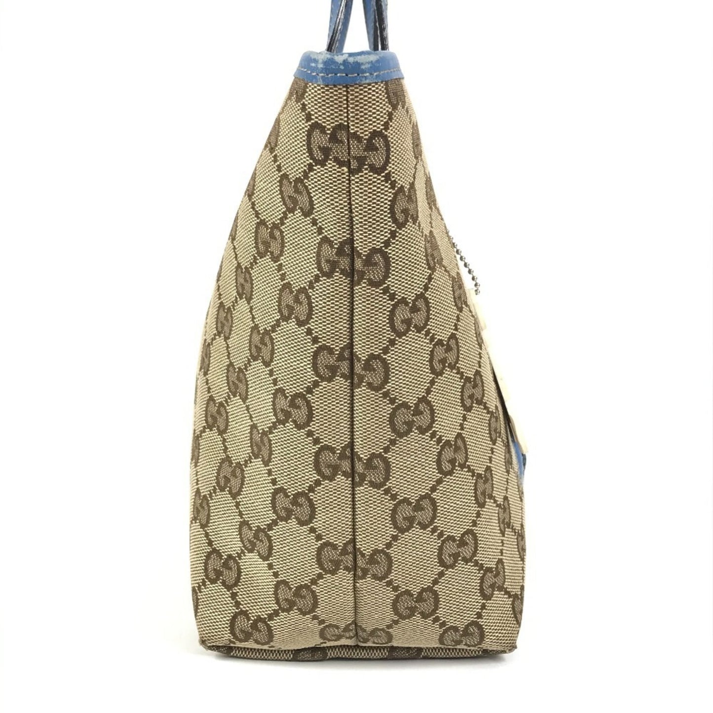 Gucci Gg Canvas Beige Blue Gg Canvas Leather Handbag Tote Bag ( )