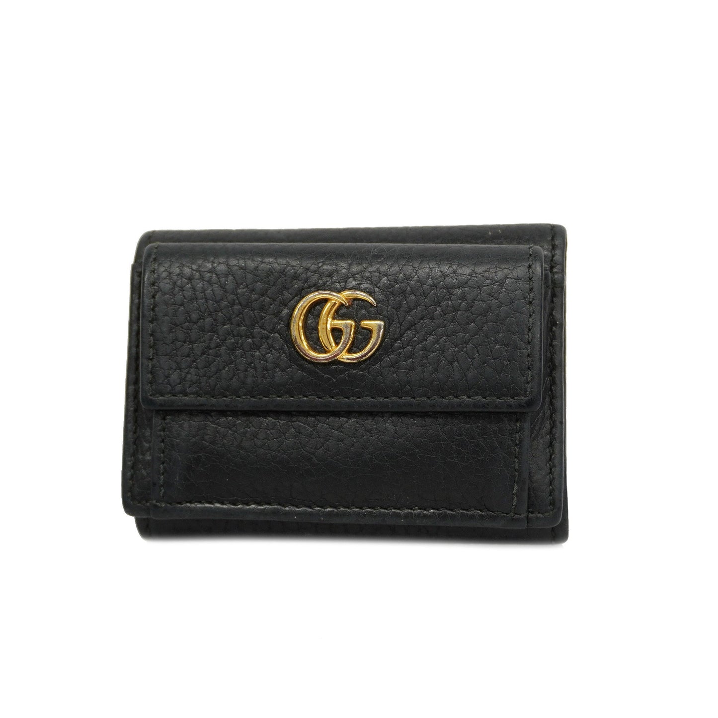 GUCCI Auth  GG Marmont Gold Hardware 523277 Women's Leather Wallet [tri-fold]