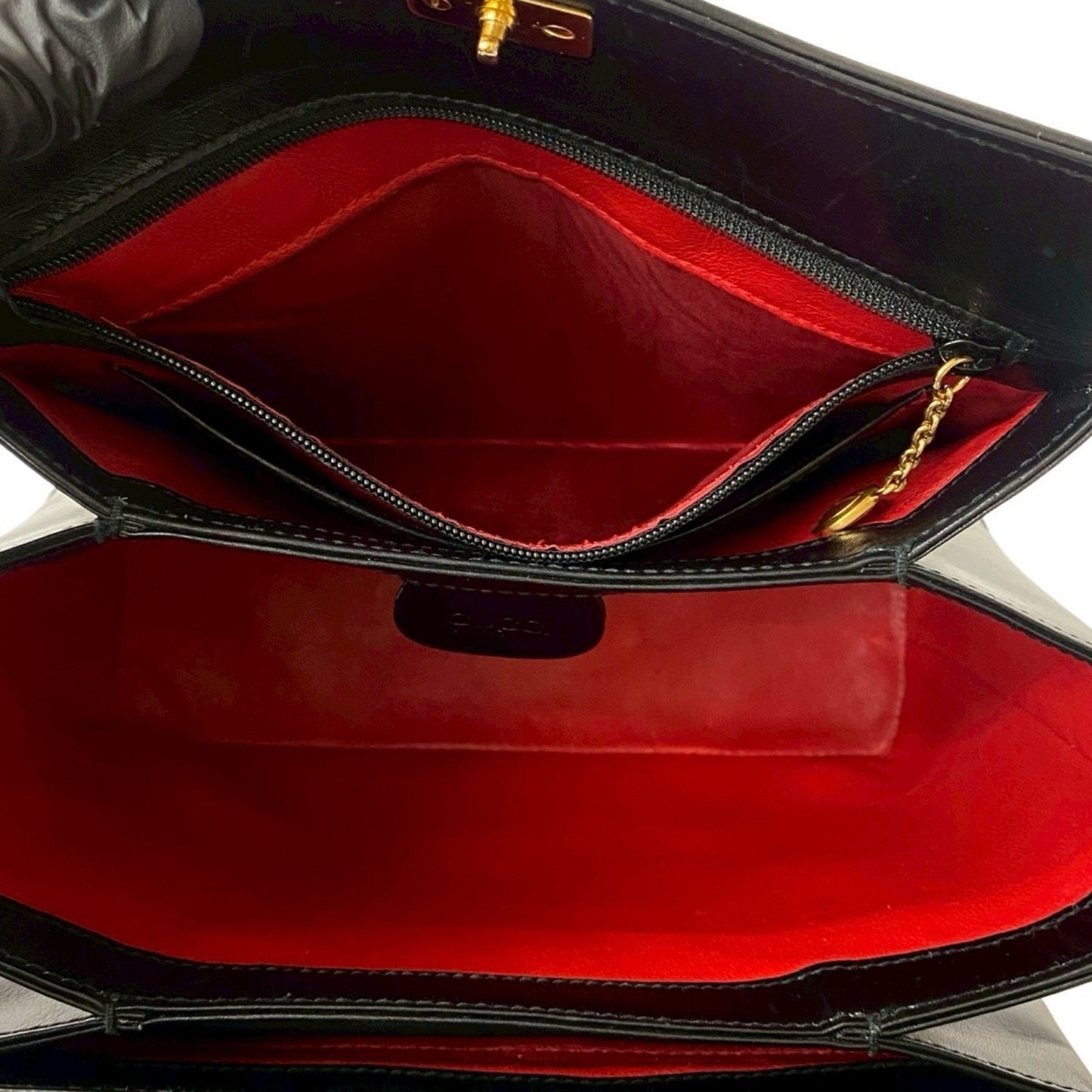 Gucci Black Leather Bamboo Handbag ( )