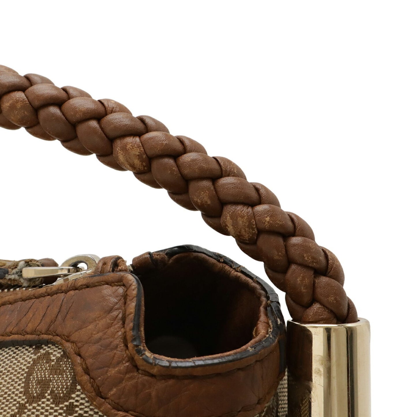 Gucci Gg Canvas Beige Brown Khaki Canvas Leather Shoulder Bag ( )