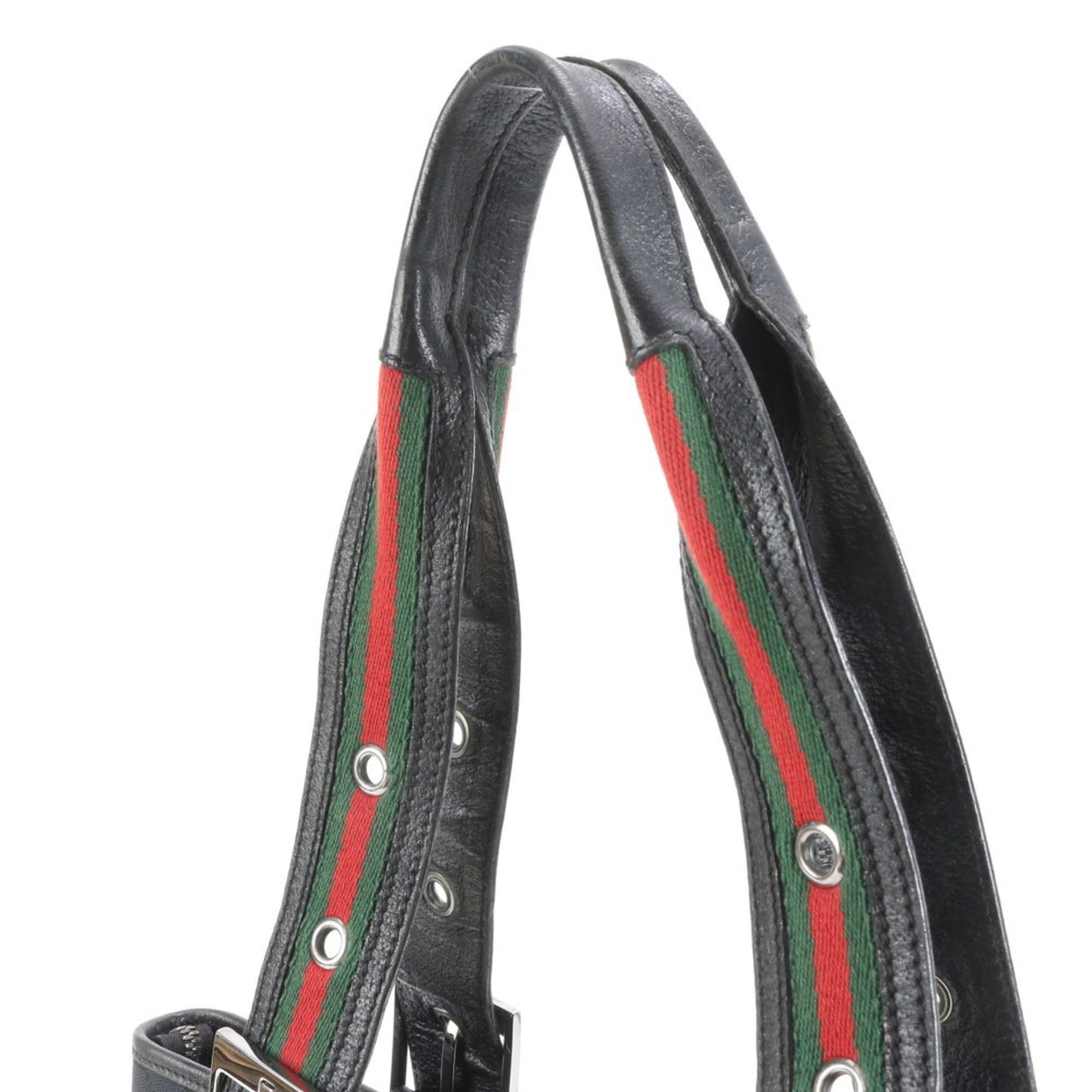 Gucci Black Leather Canvas Tote Bag ( )