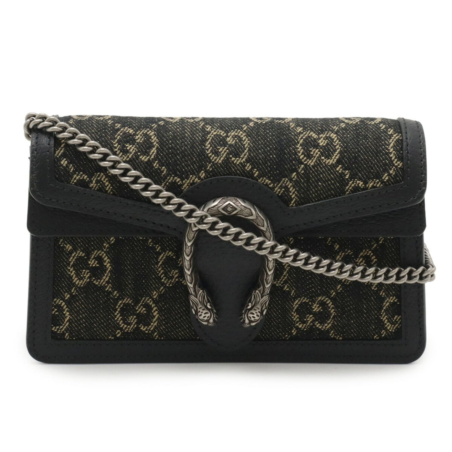 Gucci Black Denim Leather Shoulder Bag ( )