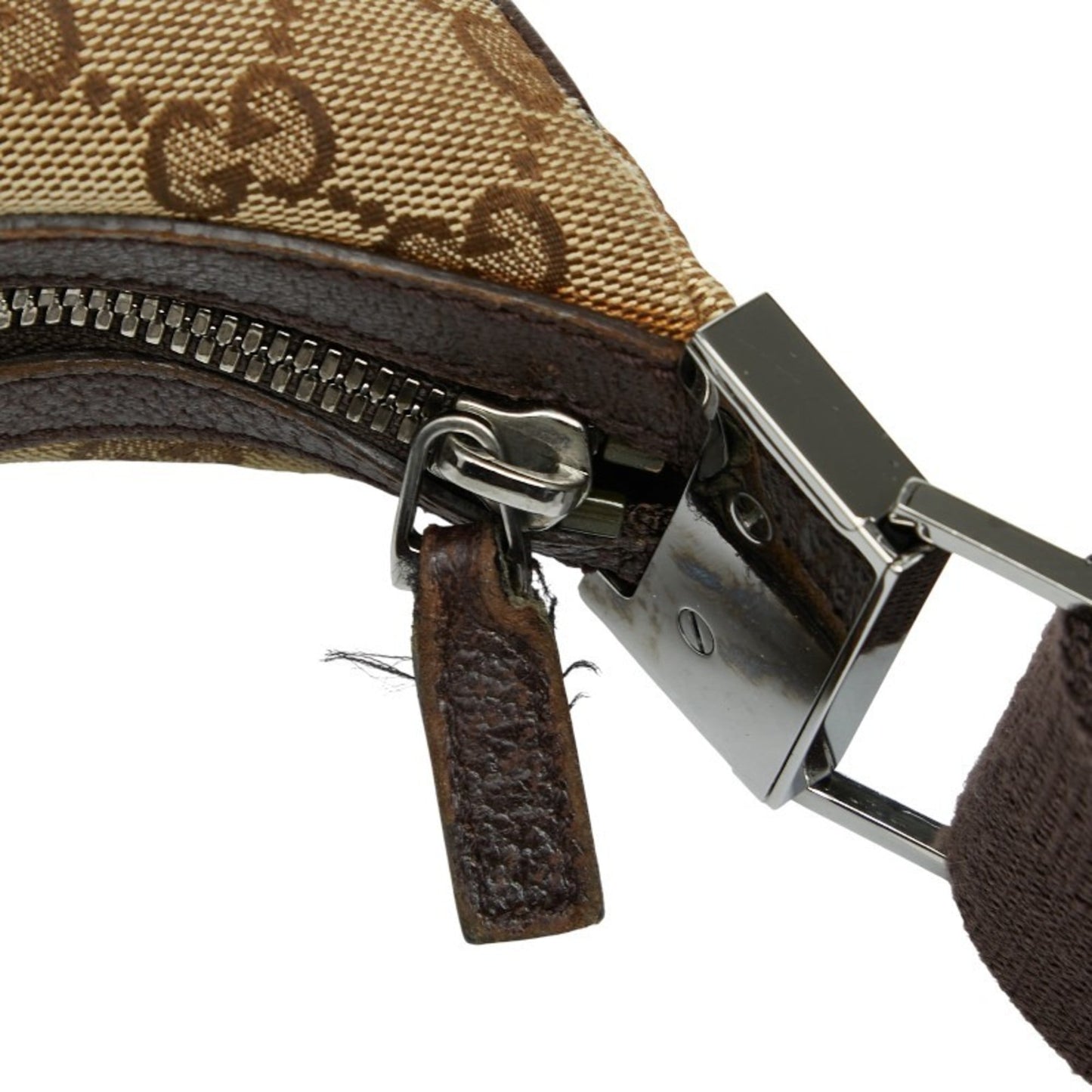 Gucci Beige Brown Canvas Leather Shoulder Bag ( )