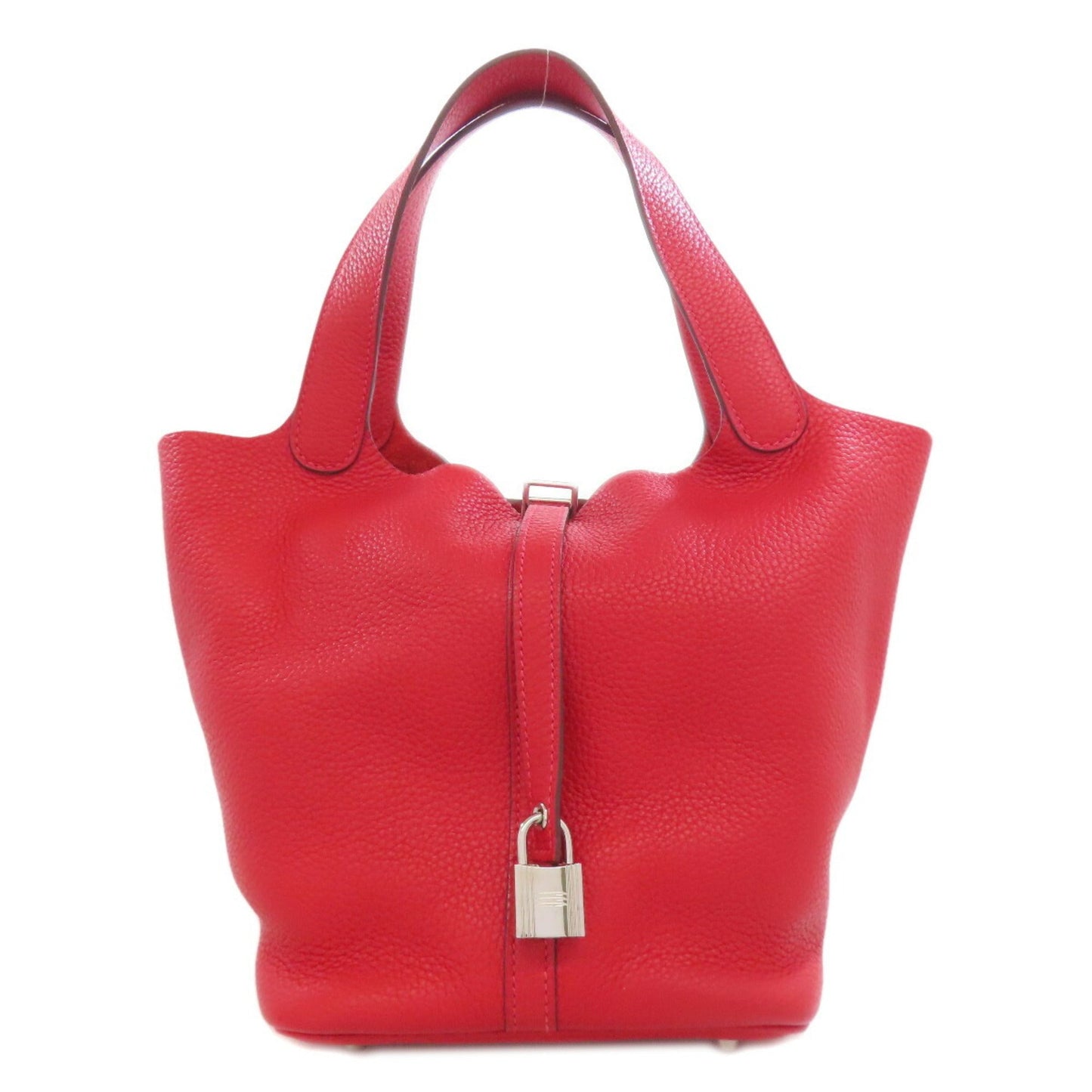 Hermes Rouge Casaque Taurillon Clemence Leather Handbag ( )