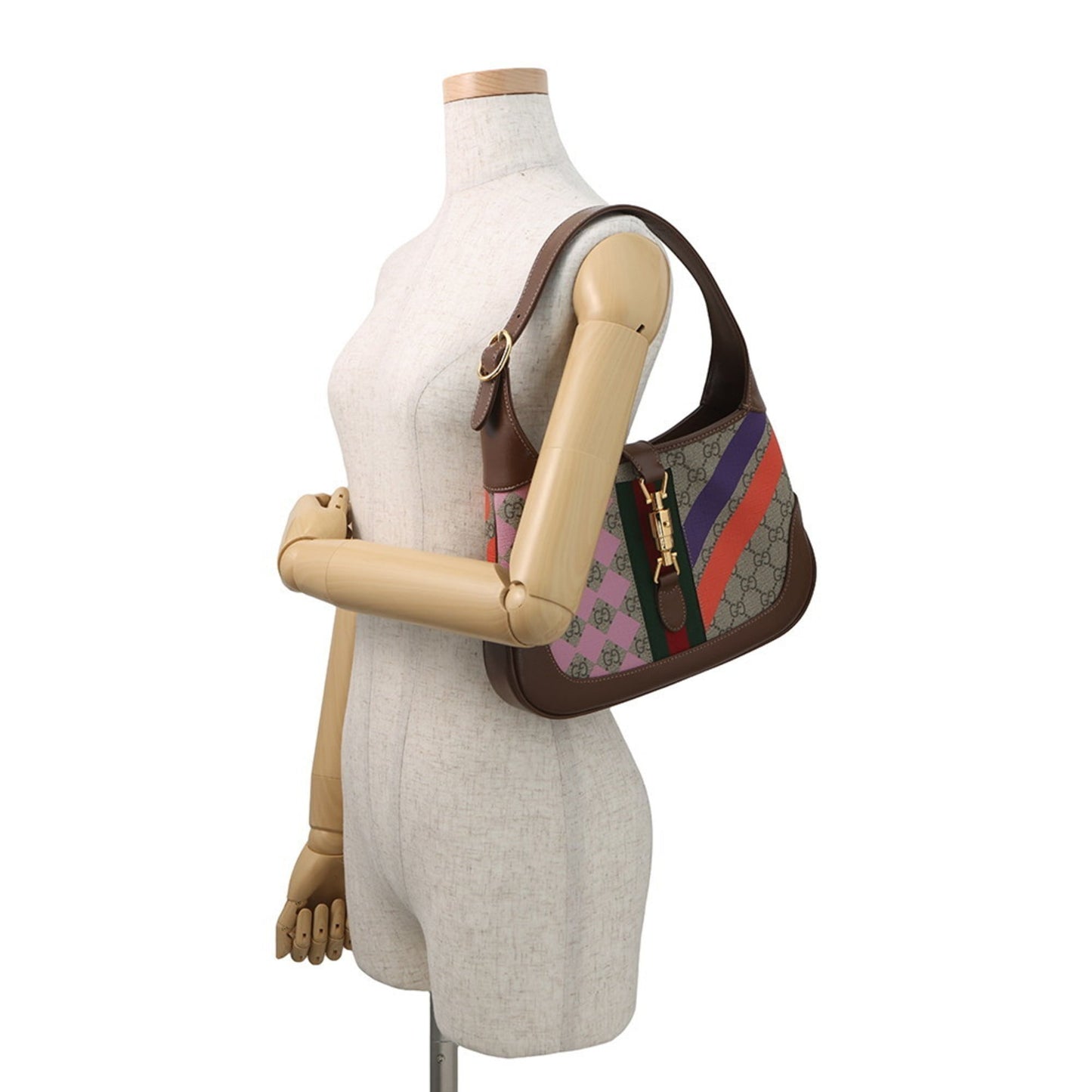 Gucci Beige Brown Multi-Color Gg Supreme Leather Shoulder Bag ( )