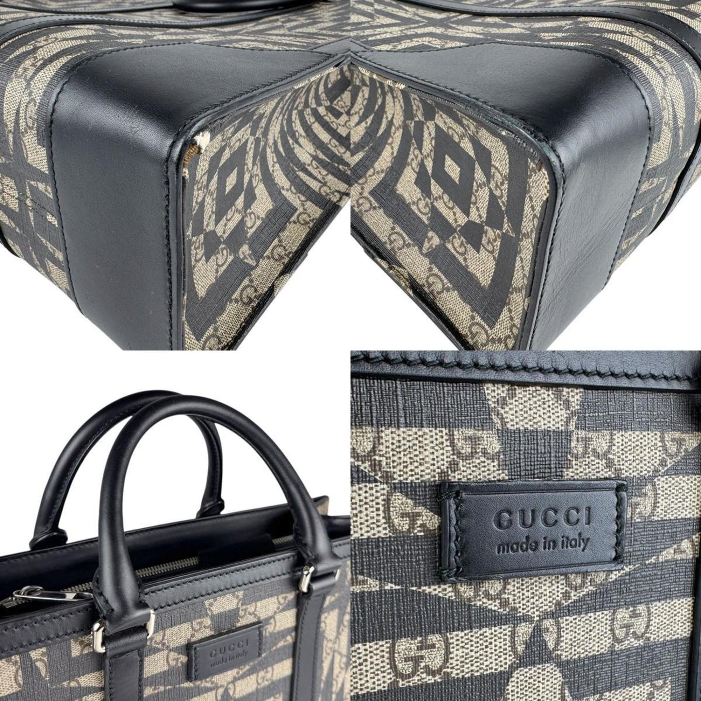Gucci Beige Black Gg Supreme Canvas Handbag Shoulder Bag ( )