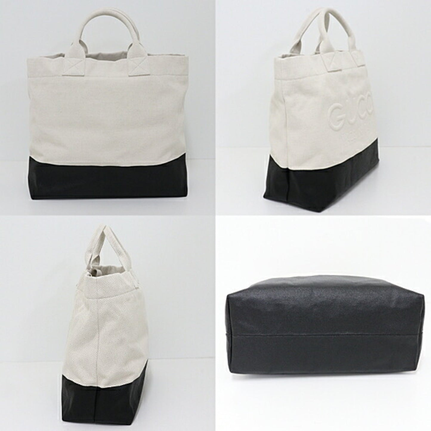 Gucci Black Ivory Canvas Tote Bag ( )