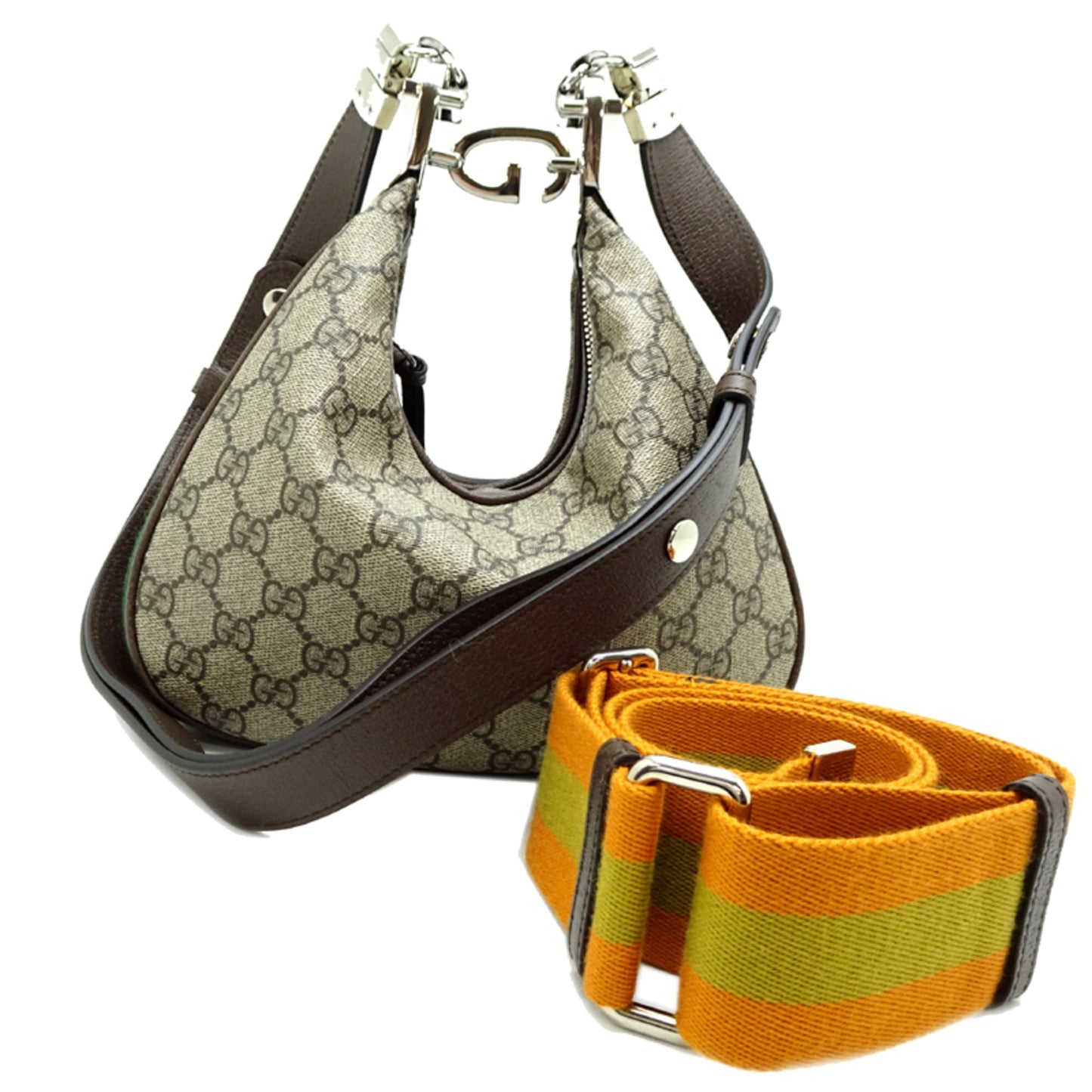 Gucci Beige Brown Orange Gg Supreme Leather Shoulder Bag ( )