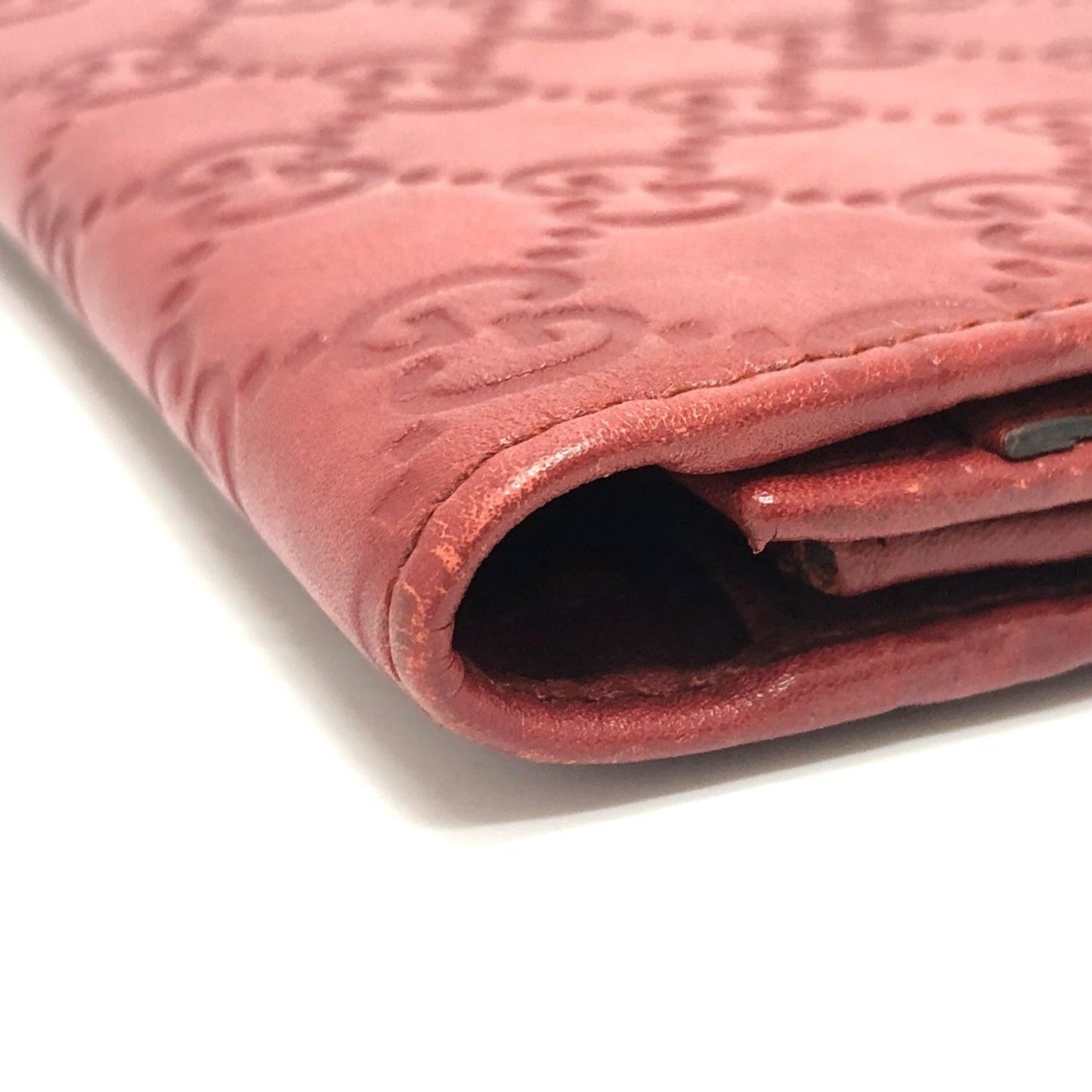 Gucci Red Color Gg Leather Long Wallet (Bi-Fold) ( )