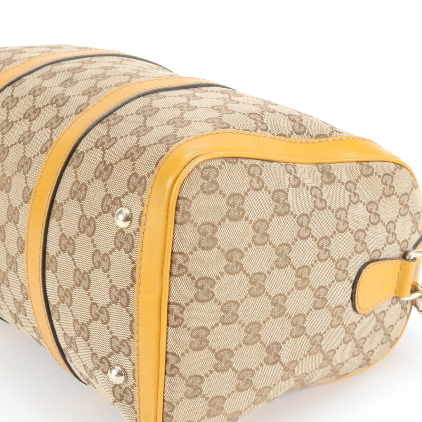 Gucci Beige Yellow Leather Canvas Shoulder Bag ( )