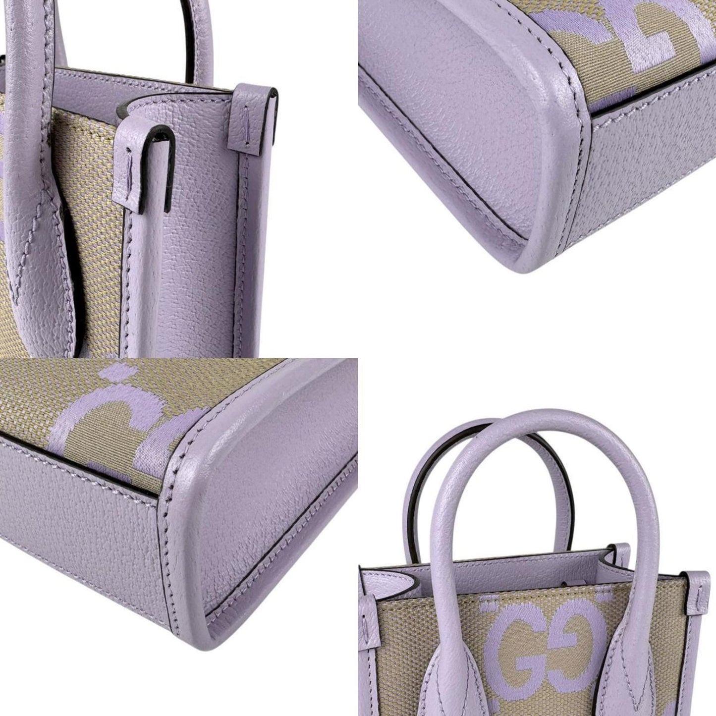 Gucci Beige Purple Gg Canvas Handbag Shoulder Bag ( )