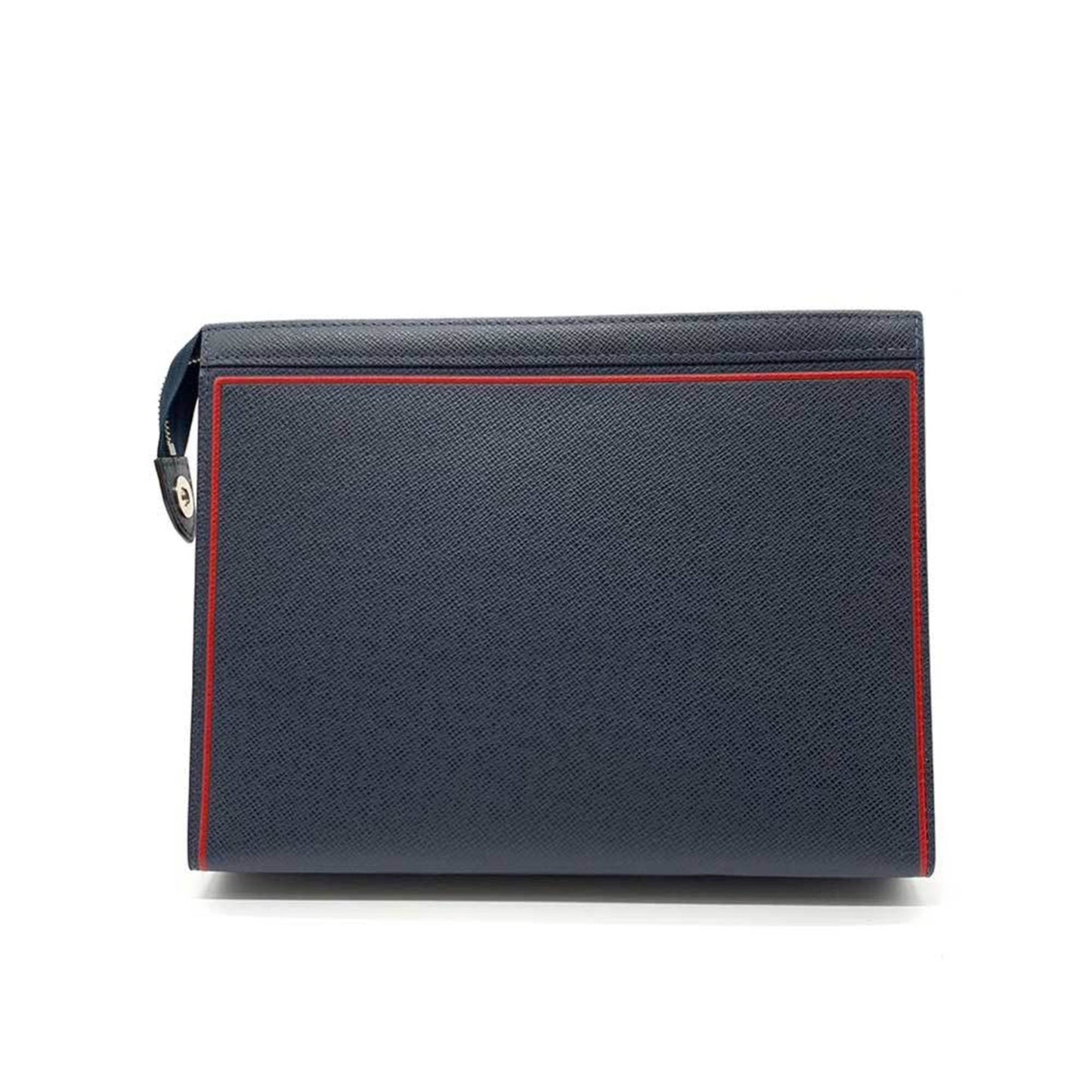 LOUIS VUITTON Bag Pochette Voyage MM Blue Marine Navy x Red Second Clutch Men's Taiga M63394 LOUISVUITTON