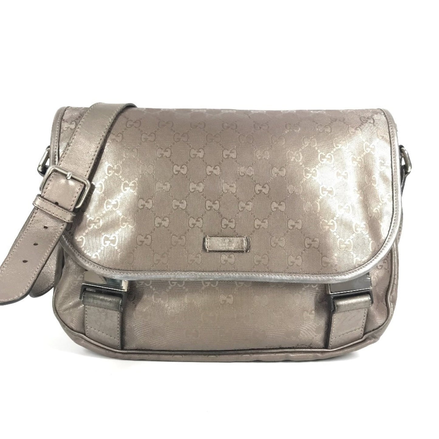 Gucci Metallic Gg ImprimÃ© Leather Messenger Bag Shoulder Bag ( )