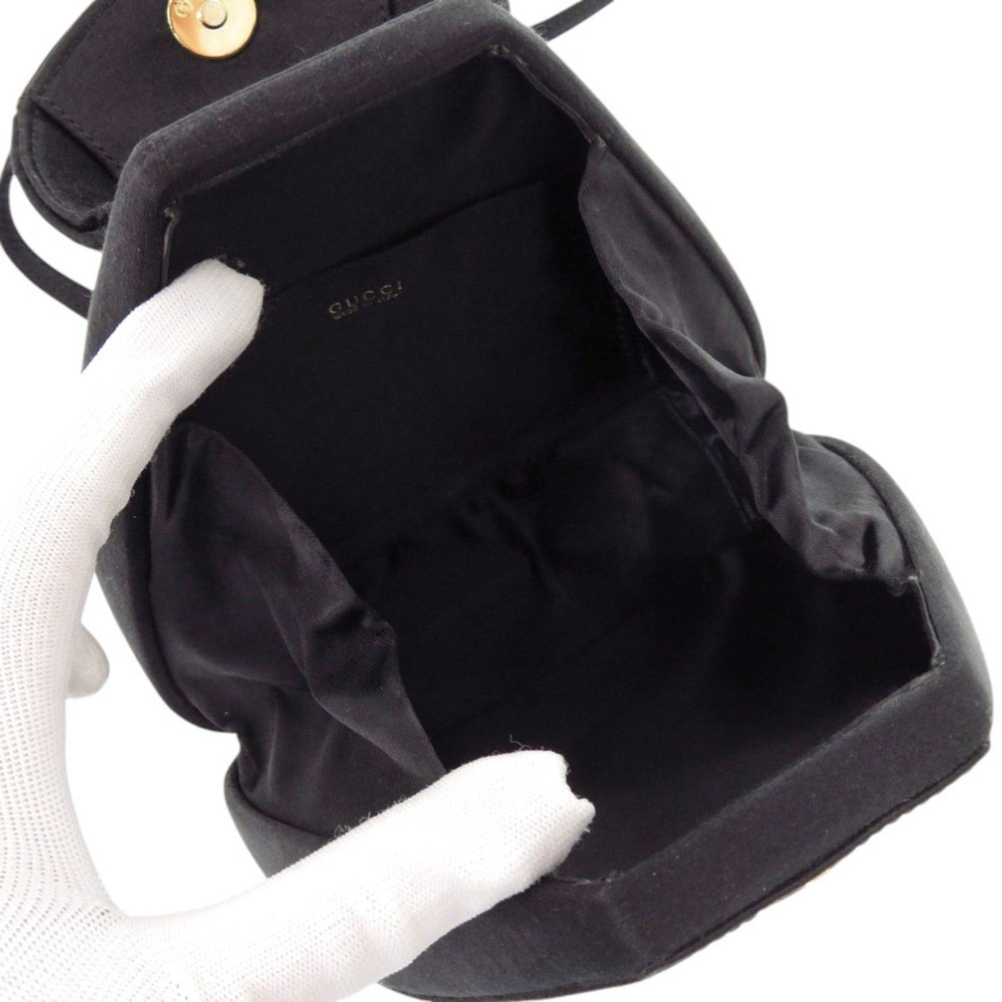 Gucci Black Satin Rhinestone Backpack ( )