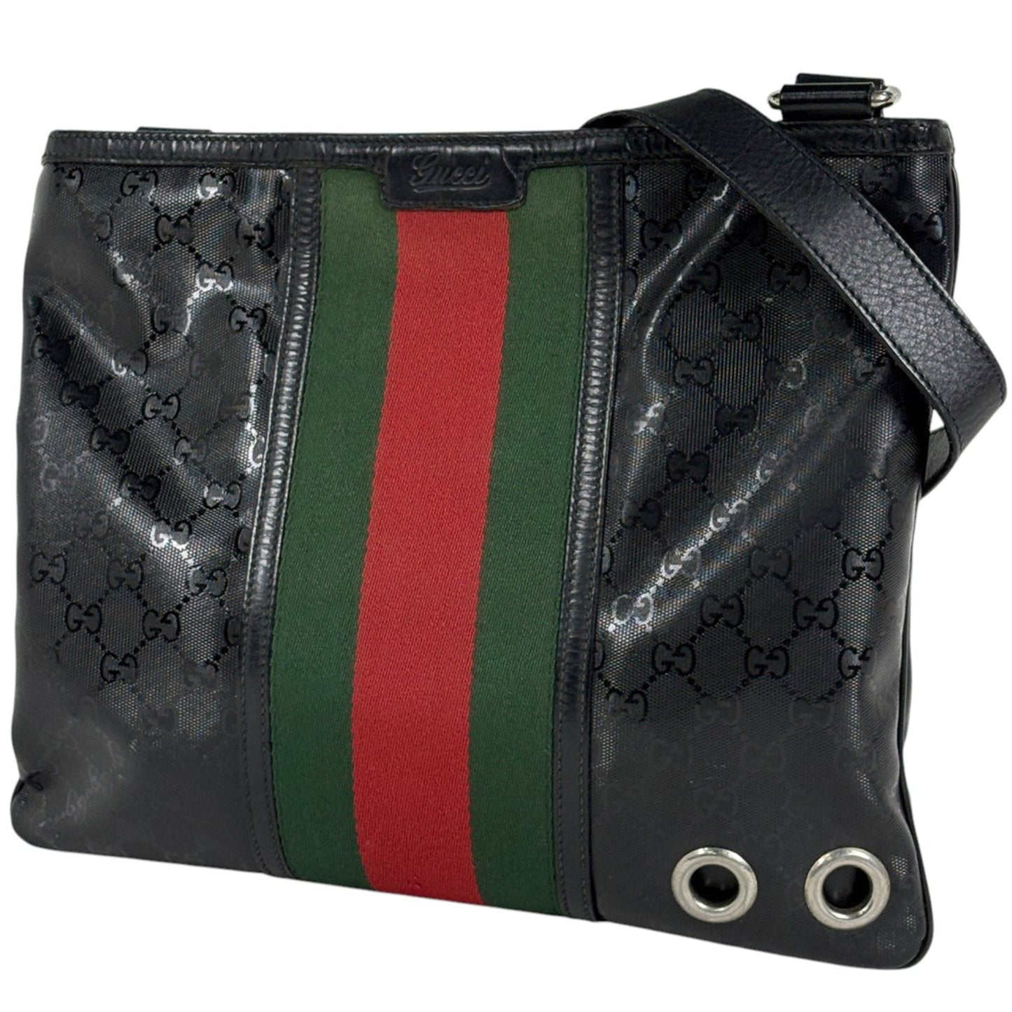 Gucci Black Coated Canvas Leather Shoulder Bag ( )