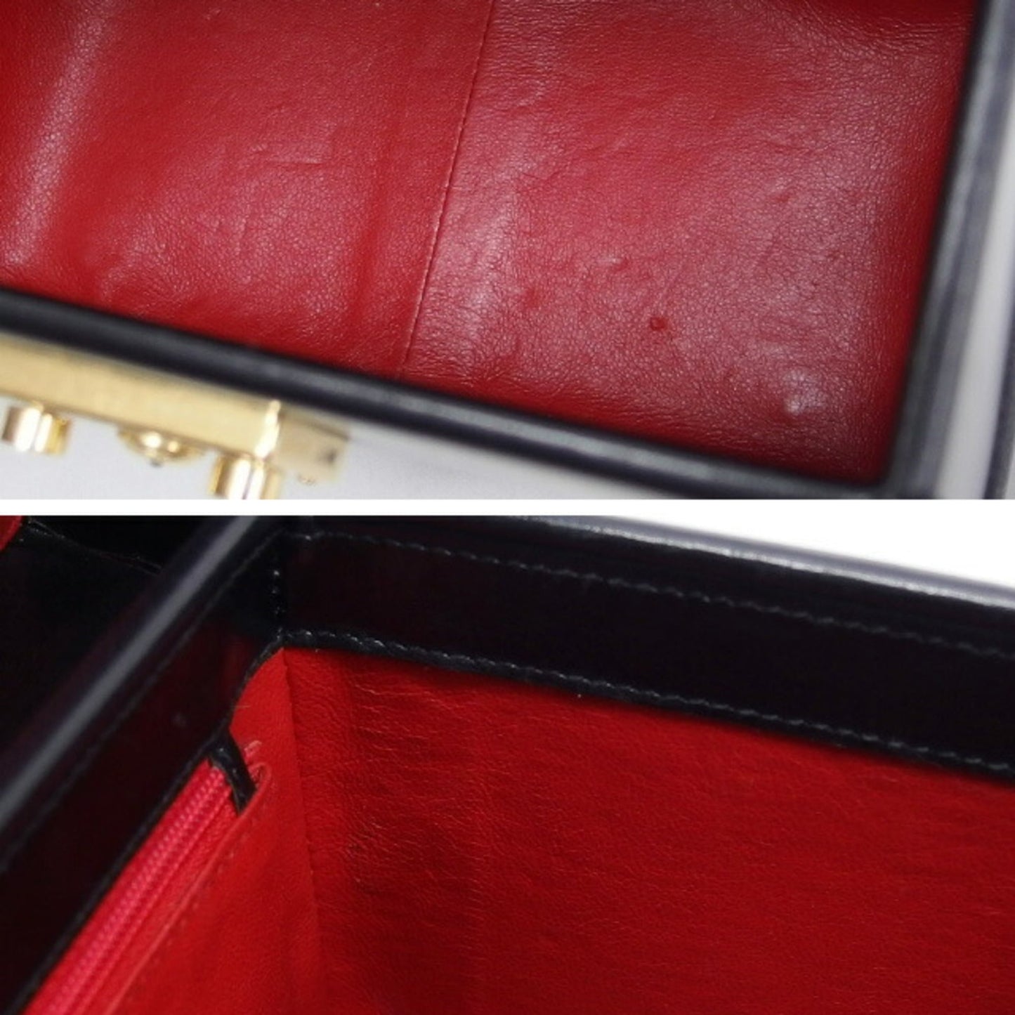 Gucci Black Leather Handbag Vanity Bag ( )