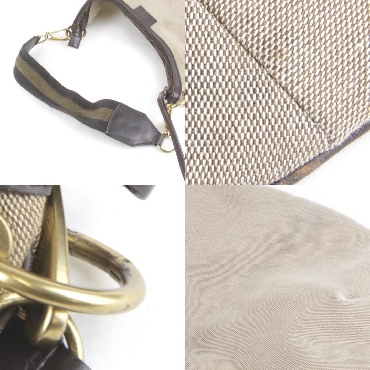 Gucci Khaki Canvas Handbag ( )