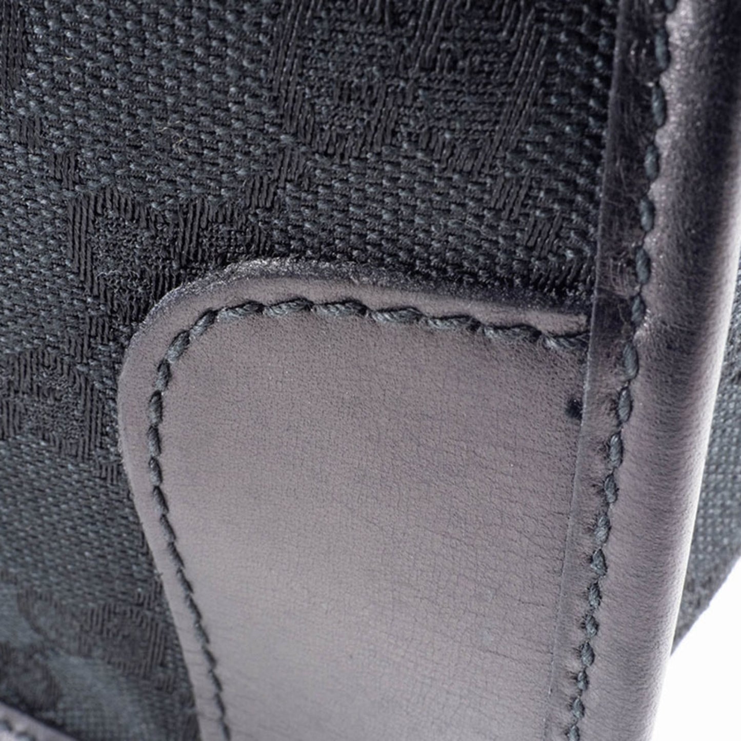 Gucci Black Gg Canvas Leather Handbag ( )