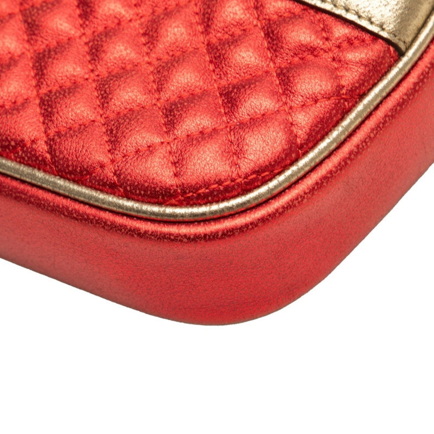 Gucci Gold Green Red Color Leather Clutch Bag ( )