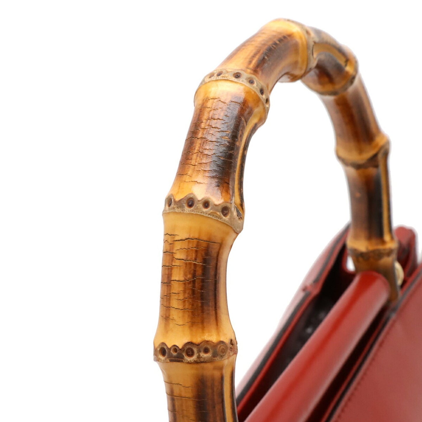 Gucci Red Color Bamboo Leather Handbag Shoulder Bag ( )