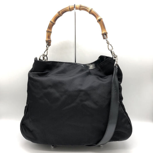 Gucci Black Bamboo Nylon Handbag Shoulder Bag ( )