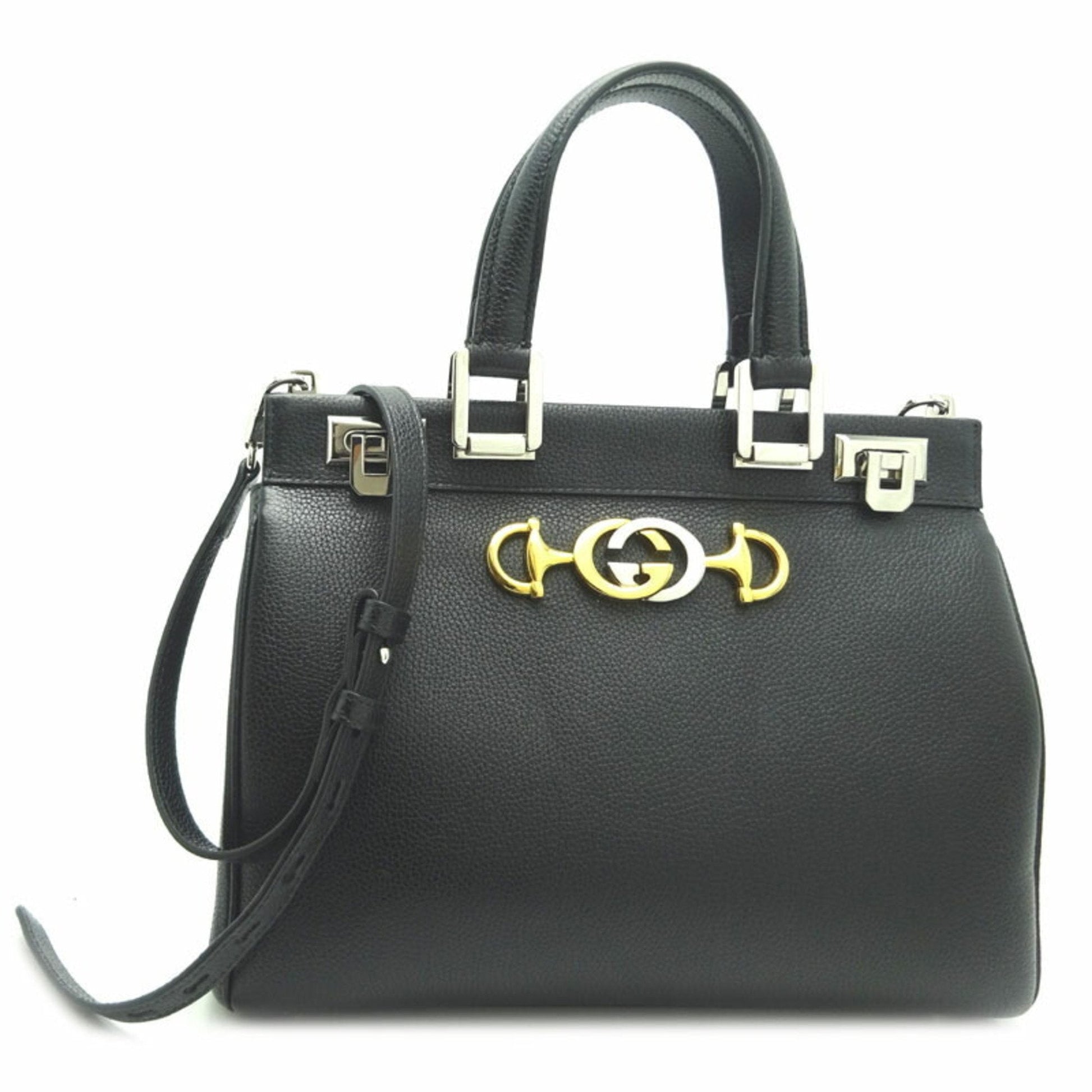 Gucci Black Leather Shoulder Bag Style 8