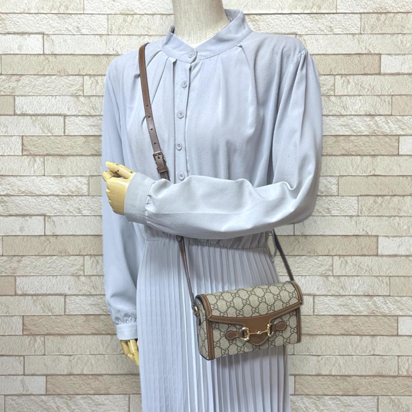 Gucci Horsebit Beige Brown Gg Supreme Shoulder Bag ( )