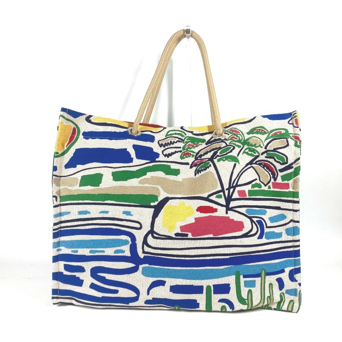 Hermes Multi-Color Canvas Beach Bag Shoulder Bag ( )