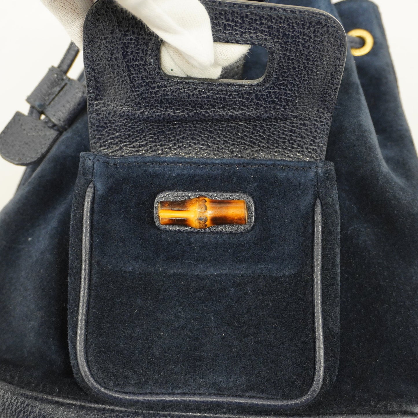 GUCCI Auth  Bamboo Rucksack 003 1956 0030 Women's Leather,Suede Backpack Navy