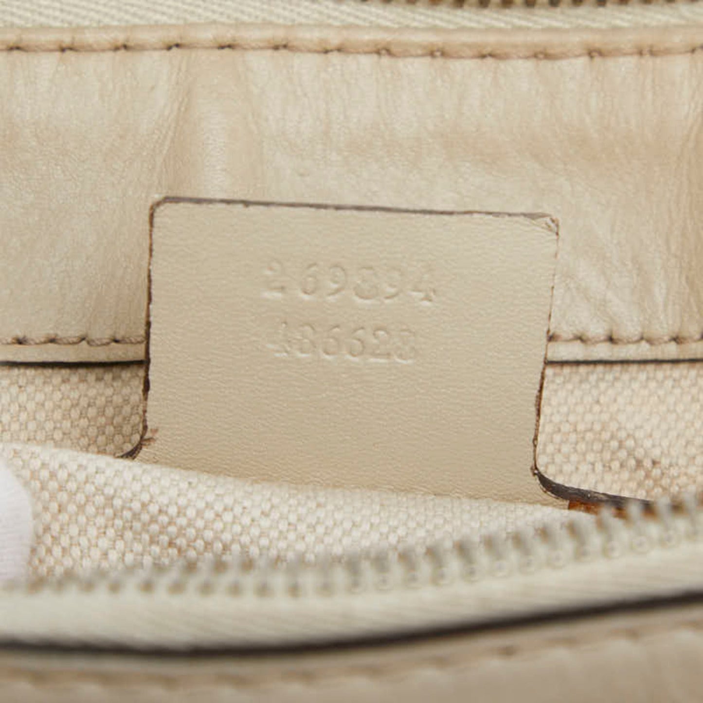 Gucci Beige Ivory Canvas Leather Shoulder Bag Tote Bag ( )