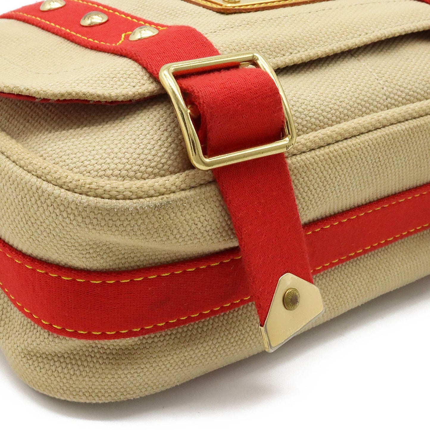 LOUIS VUITTON Antigua Busas PM Shoulder Bag Canvas Beige Red M40041