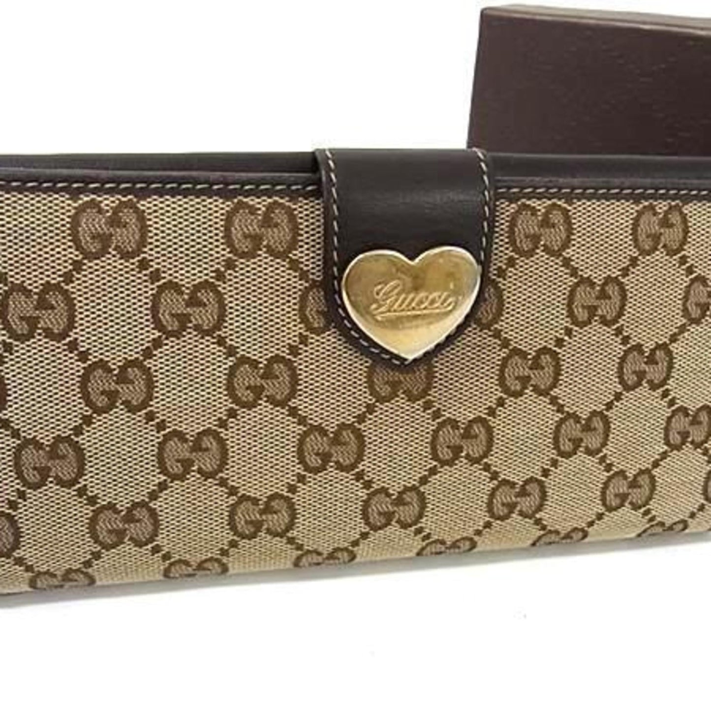Gucci Brown Canvas Leather Long Wallet (Bi-Fold) ( )