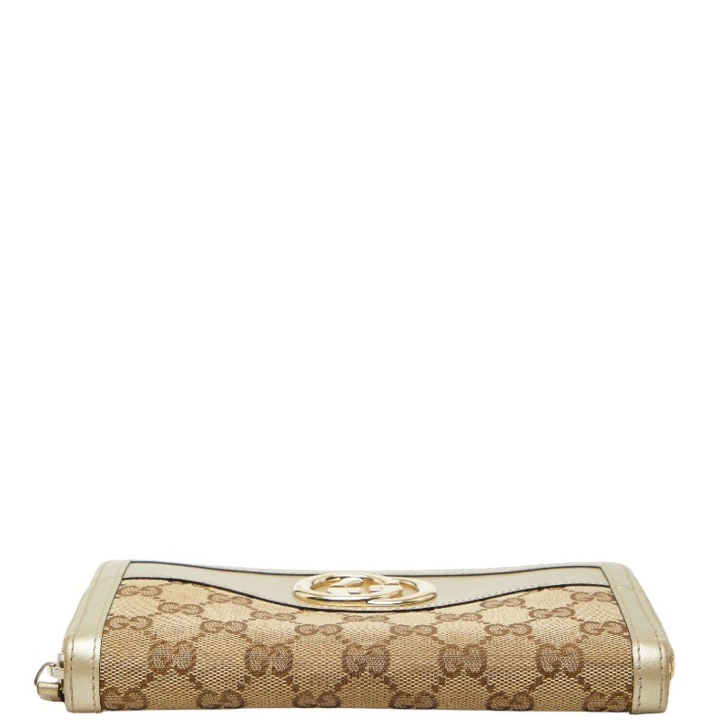 Gucci Gold Beige Canvas Leather Long Wallet (Bi-Fold) ( )