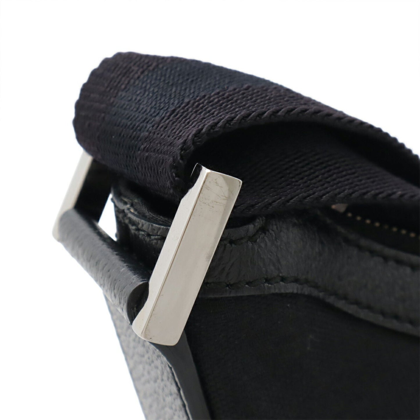 Gucci Black Gg Canvas Leather Shoulder Bag ( )