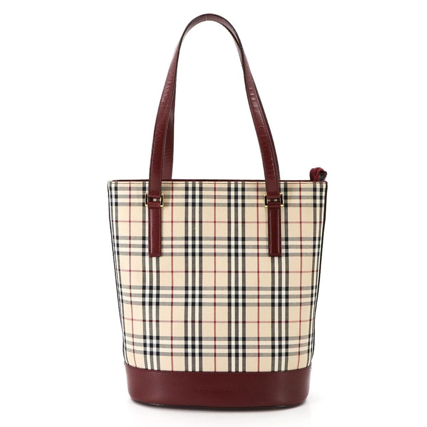 Burberry Beige Bordeaux Canvas Leather Tote Bag ( )